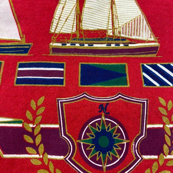 Vintage Belton Shirt Men Large L Red S. Padre Island Texas Sailboats Dolphins - Picture 4 of 15